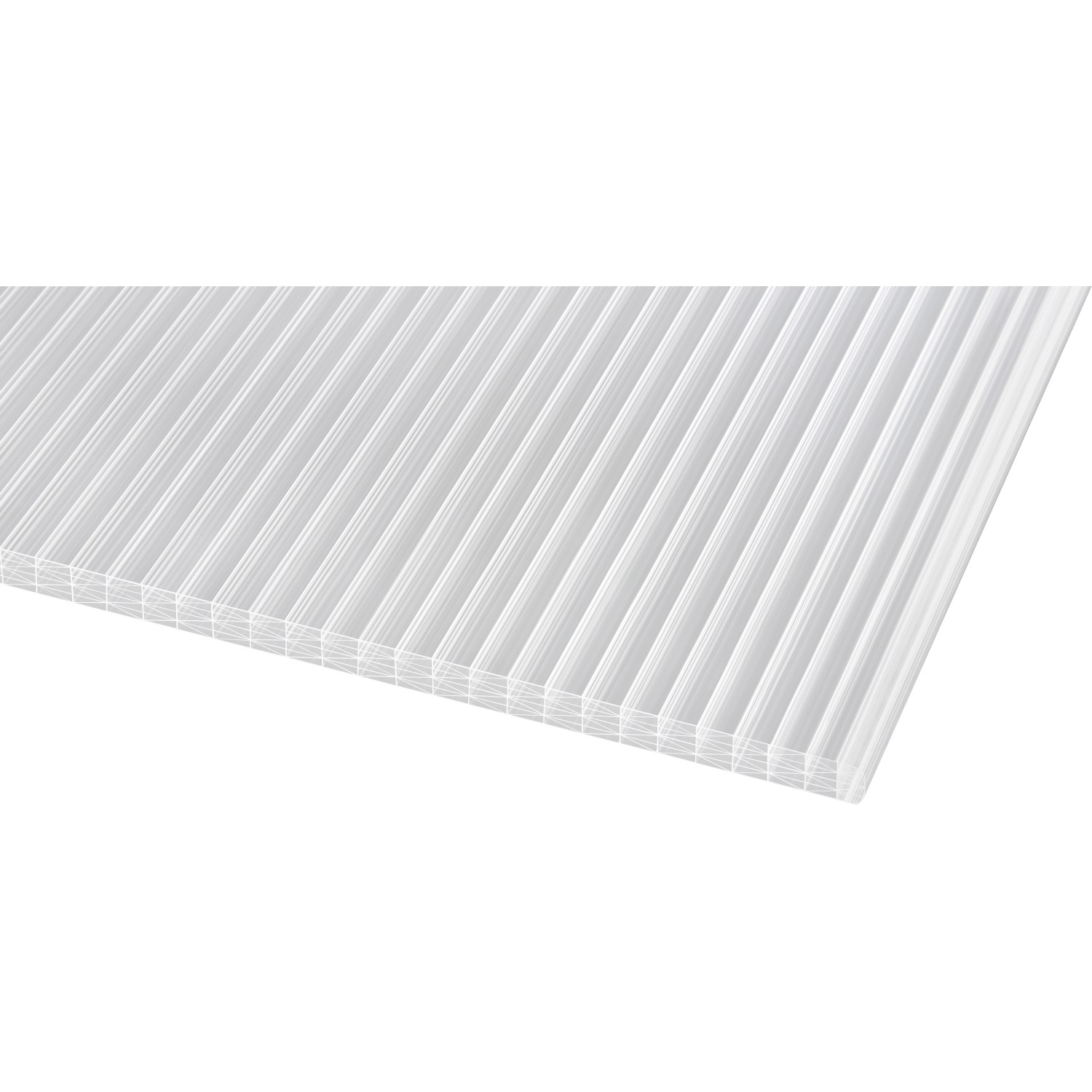 Klare 25 mm Hohlkammerplatte Thermo (6000x1200 mm) für Bedachung, UV-beständig und wärmedämmend.