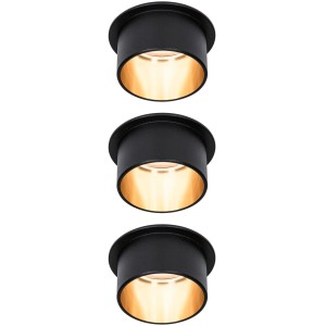 LED Einbauleuchten-Set Gil Coin, 3er, schwarz matt/gold, warmweiß, dimmbar.