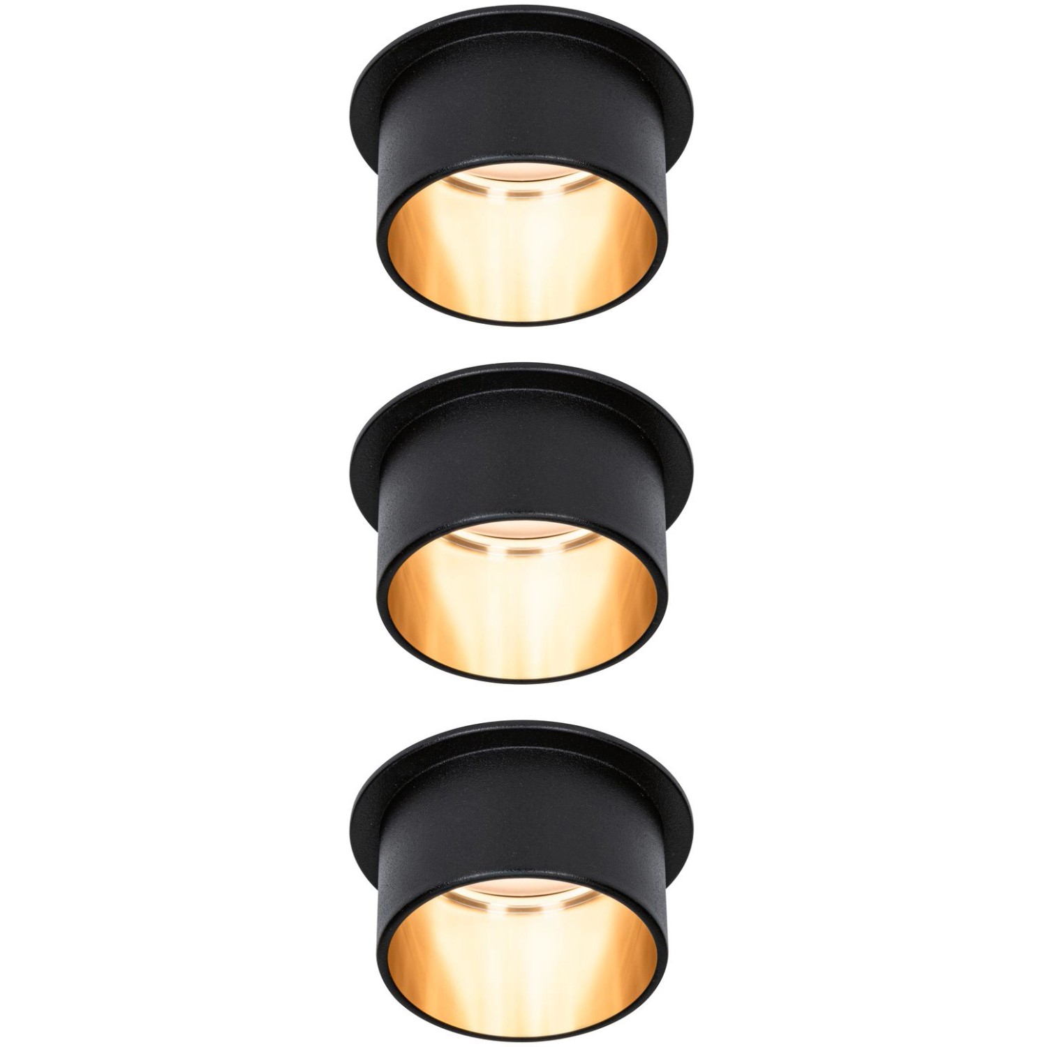 LED Einbauleuchten-Set Gil Coin 3StepDim rd starr 3x6W Schwarz matt/Gold