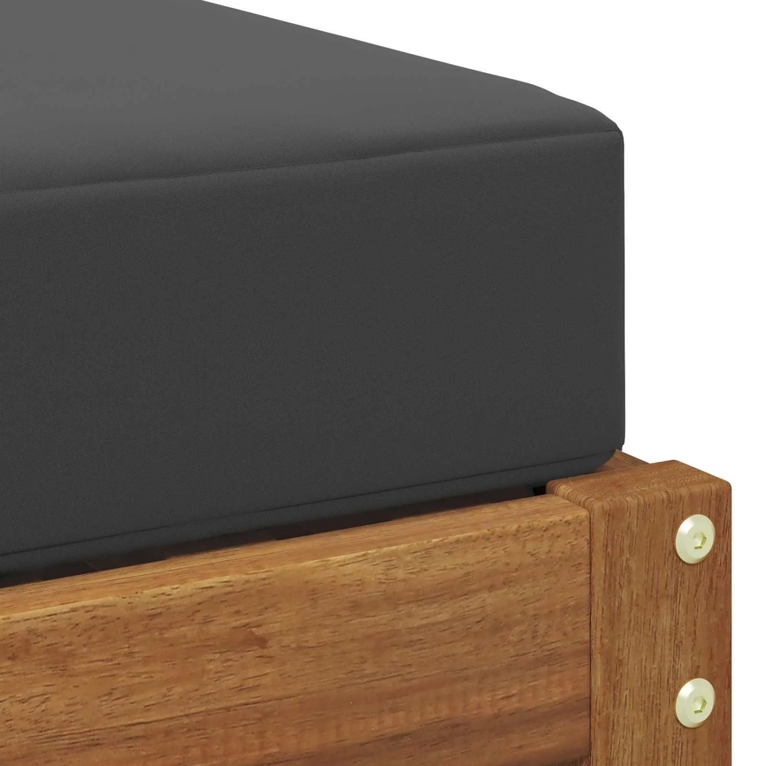 vidaXL Hocker Bank mit anthrazitfarbenem Kissen auf Akazienholz-Gestell.