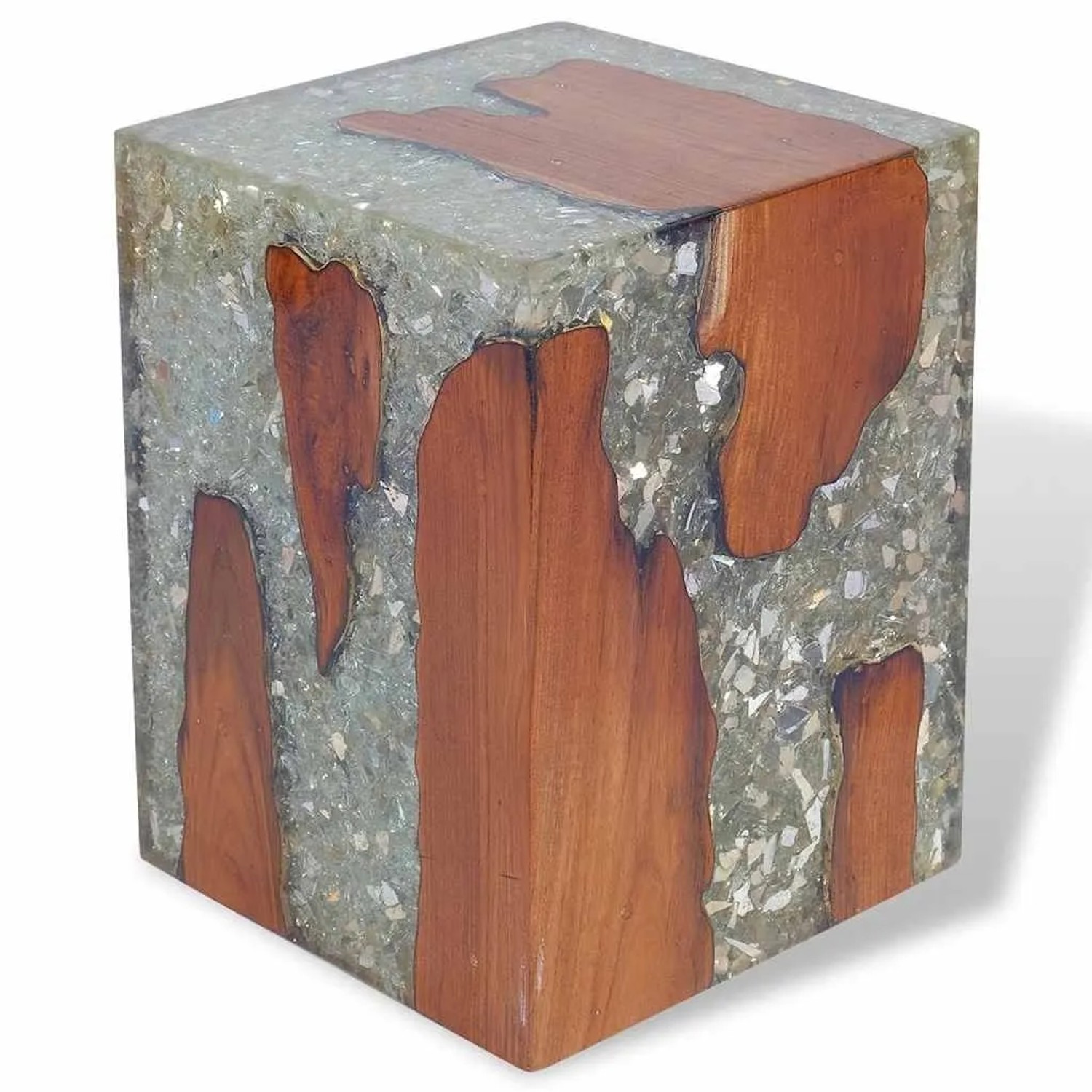 vidaXL Hocker Teak Massivholz und Harz 243468