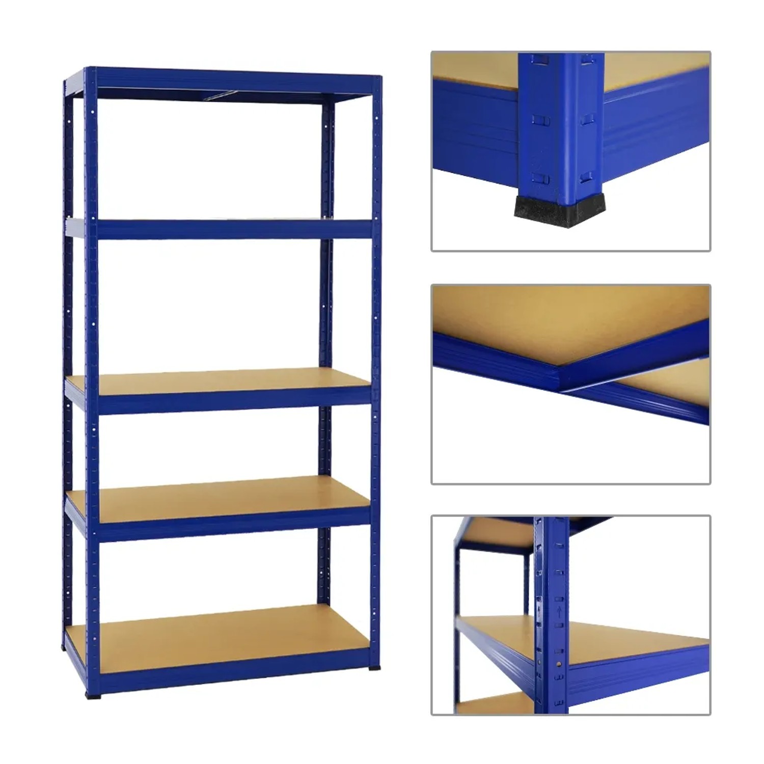 PROREGAL Schwerlastregal Slim Elephant, blau, mit 5 MDF-Böden für Werkstatt & Garage.