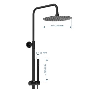Schütte Aquaduct Brauseset mit Thermostat, Schwarz Matt, mit Kopf- und Handbrause.