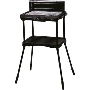 Tepro Albertville Elektrogrill als Standgrill in Schwarz mit Windschutz und Warmhalterost.