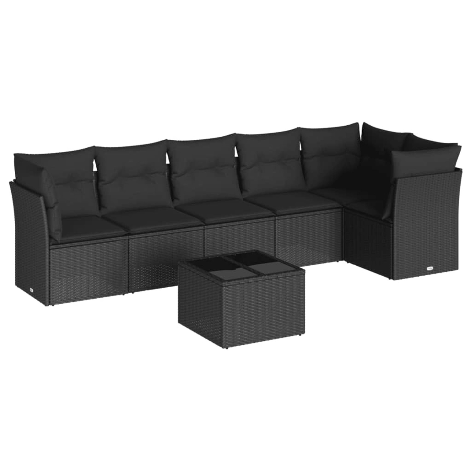 vidaXL 7-tlg Garten-Sofagarnitur mit Kissen Schwarz Poly Rattan Modell 22