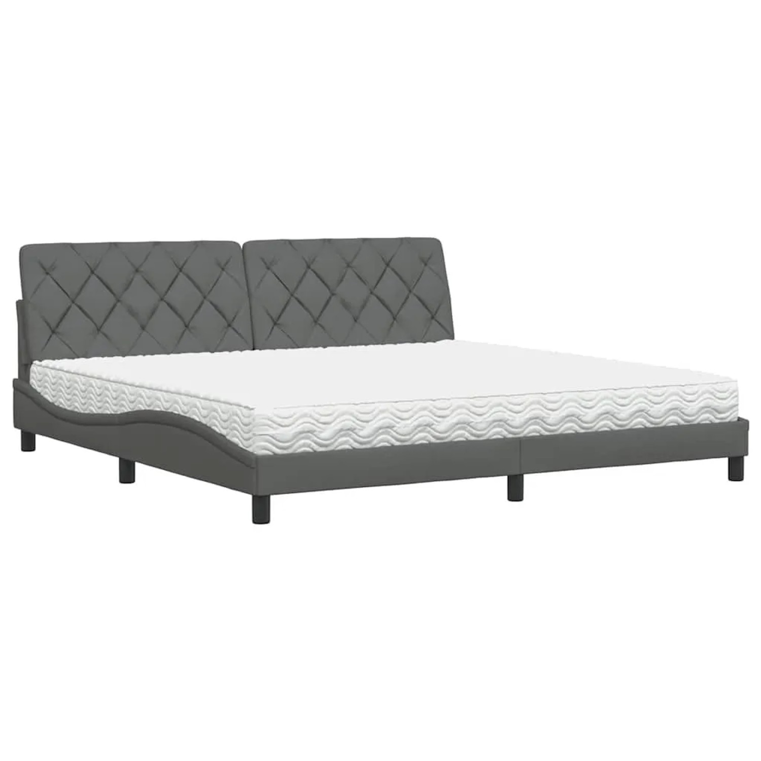 vidaXL Bett mit Matratze Dunkelgrau 200x200 cm Stoff 3310763