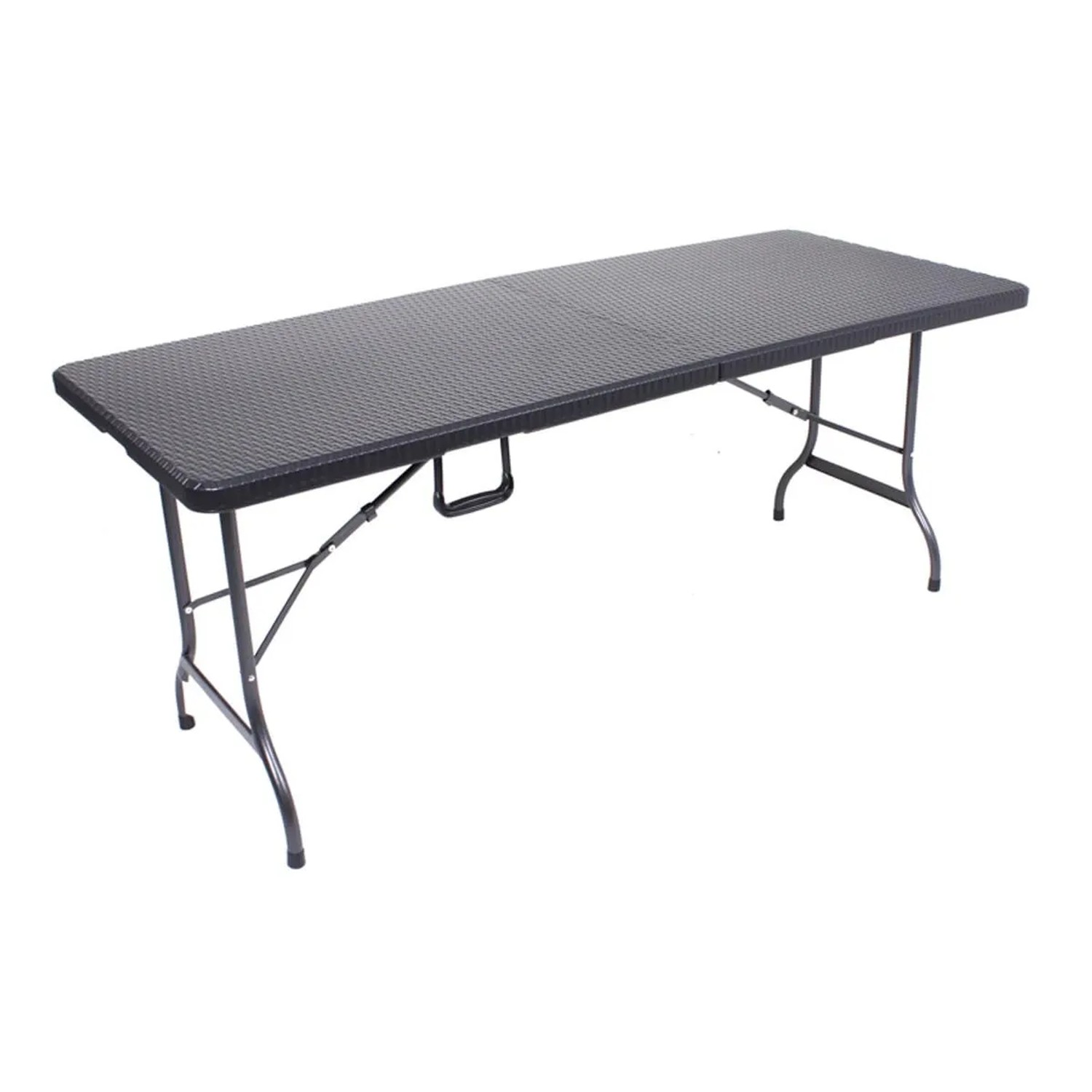 DELUKE Gartentisch MELVIN Klappbar Rattan-Optik Kunststoff Schwarz 180x74x73cm Klapptisch Esstisch Wetterfest Outdoor Ti...