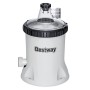 Bestway Polysphere Filterpumpe, weiß, mit transparentem Deckel und schwarzen Anschlüssen. Für sauberes Poolwasser.