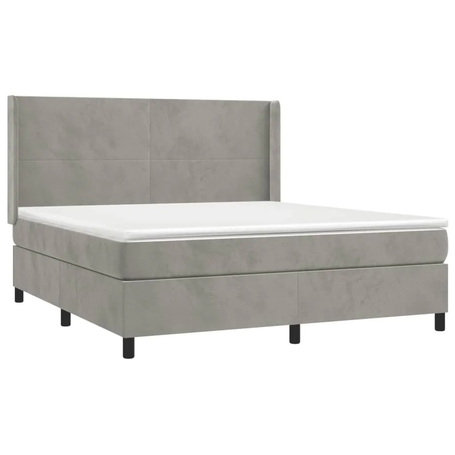 vidaXL Boxspringbett mit Matratze & LED Hellgrau 160x200 cm Samt 3139451 günstig online kaufen
