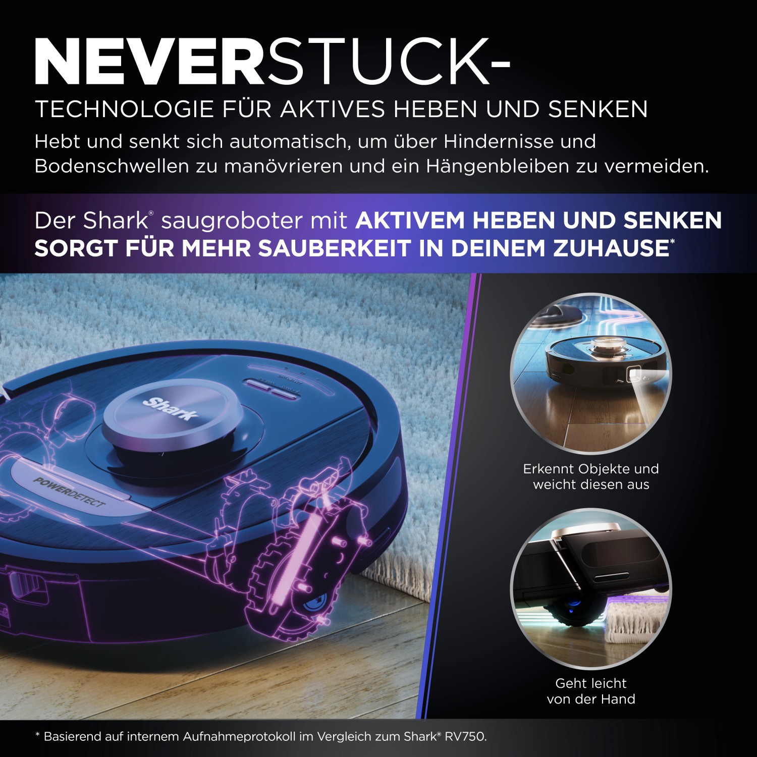 Shark Saugroboter RV2820VEEU mit Hindernis-Erkennung und automatischer Entleerung.