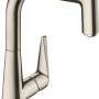 Hansgrohe Küchenmischer mit Ausziehauslauf, Edelstahl-Finish.