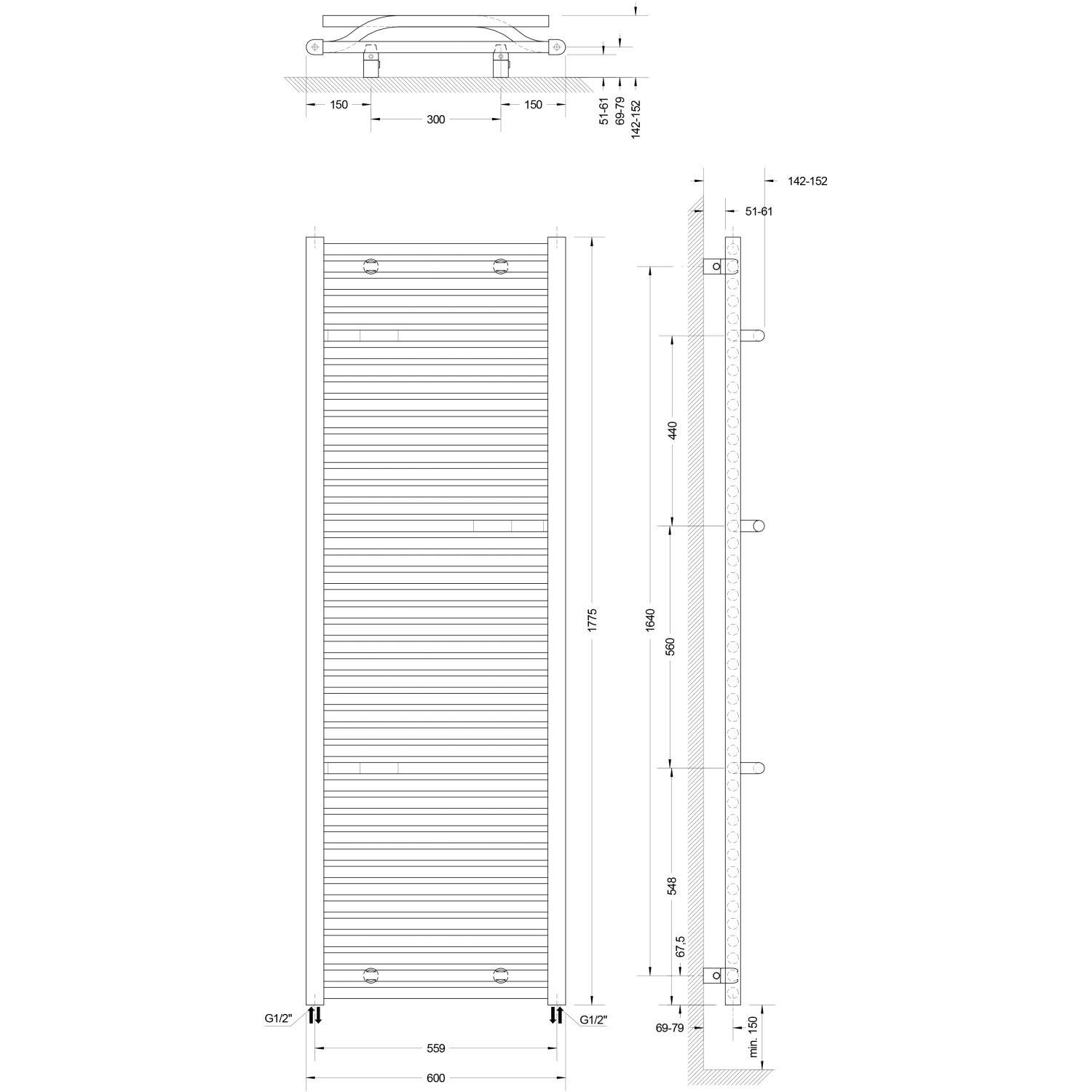 Schulte Design-Heizkörper Miami mit Anschluss von unten 1.265 W Anthrazit günstig online kaufen