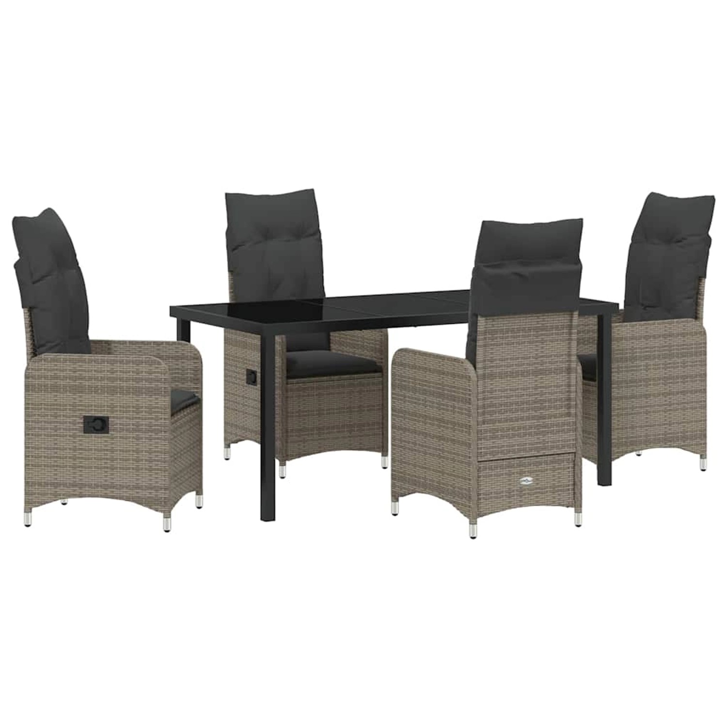 vidaXL 5-Teiliges Gartentischset mit Kissen in Grau aus Poly Rattan 3379649 günstig online kaufen