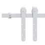 Weißes vidaXL Mini Schiebetürbeschlag Set aus Carbonstahl, 122 cm, mit Laufschiene, Rollen und Stopper für Schranktüren.
