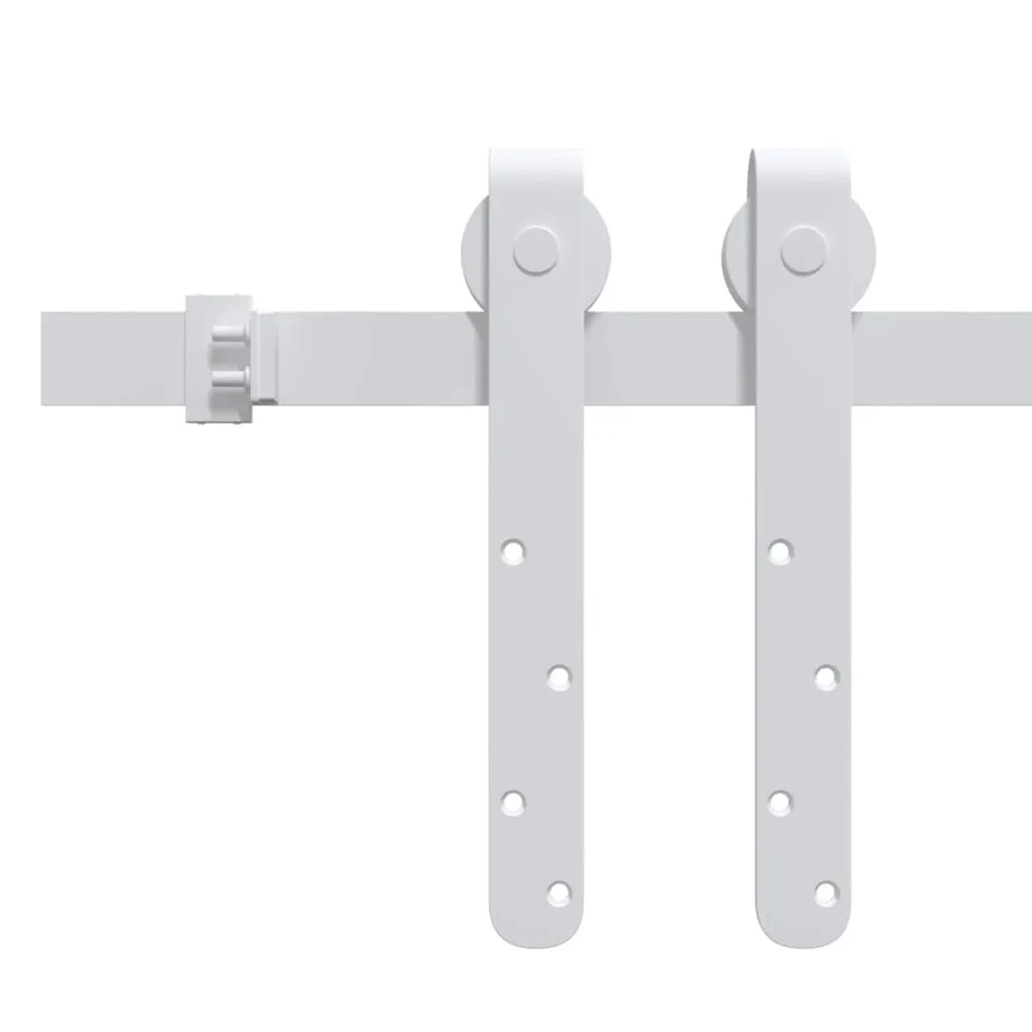 Weißes vidaXL Mini Schiebetürbeschlag Set aus Carbonstahl, 122 cm, mit Laufschiene, Rollen und Stopper für Schranktüren.