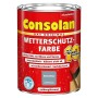 Dose Consolan Wetterschutzfarbe Horizontblau, seidenglänzend, für Holz im Außenbereich.
