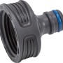LUX Hahnstück 33,3 mm (G1) für Gartenschläuche, aus grauem Kunststoff mit blauem Dichtungsring.