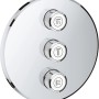 Grohe Grohtherm SmartControl 3-fach Unterputzventil, Chrom, runde Wandrosette mit drei Reglern.