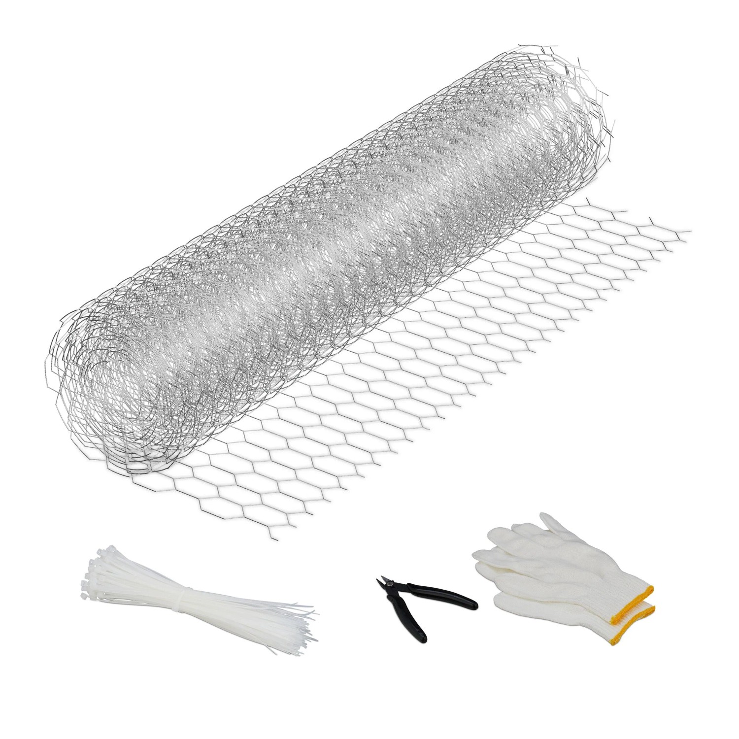 Relaxdays Maschendrahtzaun 15 x 25 mm Stahl Silber Wetterfest Zuschneidbar 0,4 m x 5 m 0,6 kg