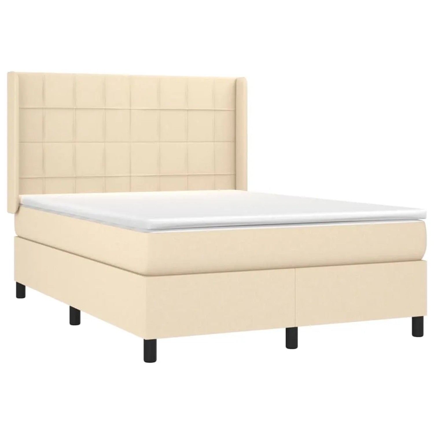 vidaXL Boxspringbett mit Matratze & LED Creme 140x190 cm Stoff 3138314