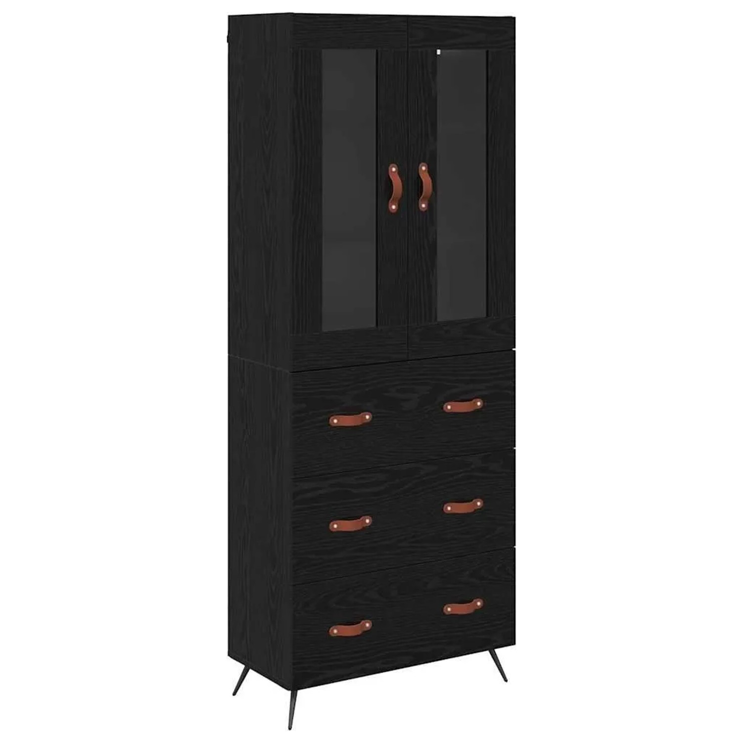 vidaXL Highboard-Schrank mit Regal 2-Tlg Schwarz Eichen-Optik 3416071 günstig online kaufen