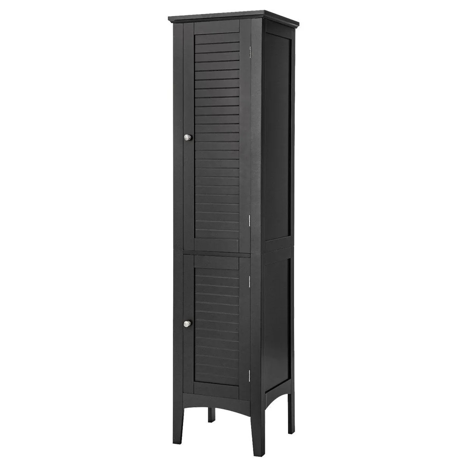 Costway Badezimmerschrank mit 5 Fächern Badezimmer Hochschrank Schwarz