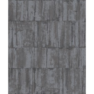 Rasch Vliestapete Barbara Home Coll. III, 560343, Anthrazit mit Metallplatten-Optik.
