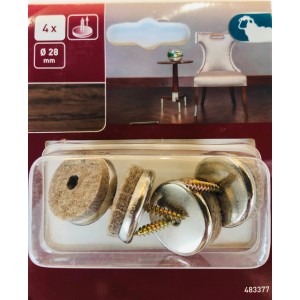 Parkettgleiter mit Schraube, Ø 28mm, 4er-Set. Möbelgleiter mit Wollfilz für empfindliche Böden.