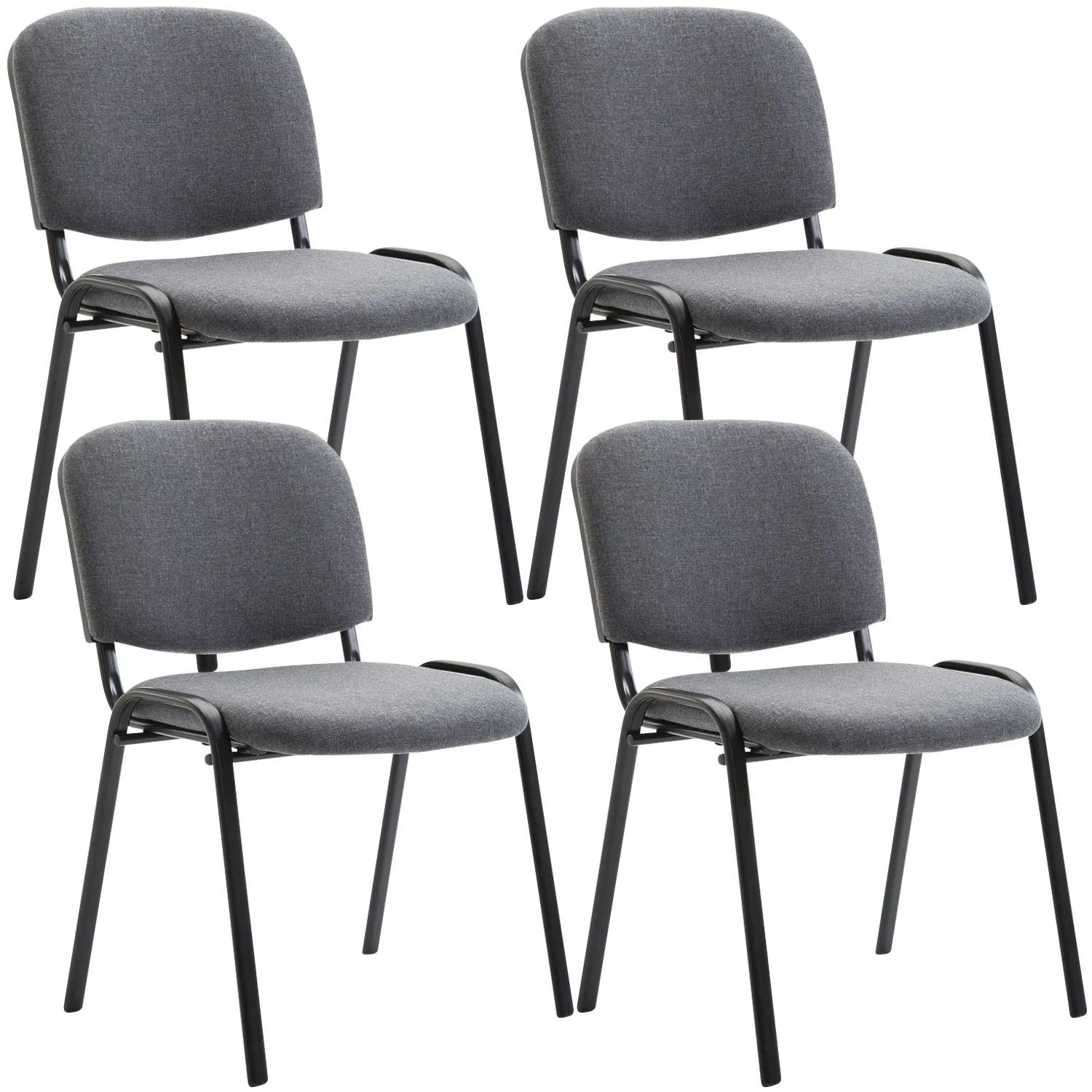 DELUKE 4er Set Besucherstuhl ZAGREB Stoff Grau 53x53x83cm Konferenzstuhl Wartezimmerstuhl Bürostuhl