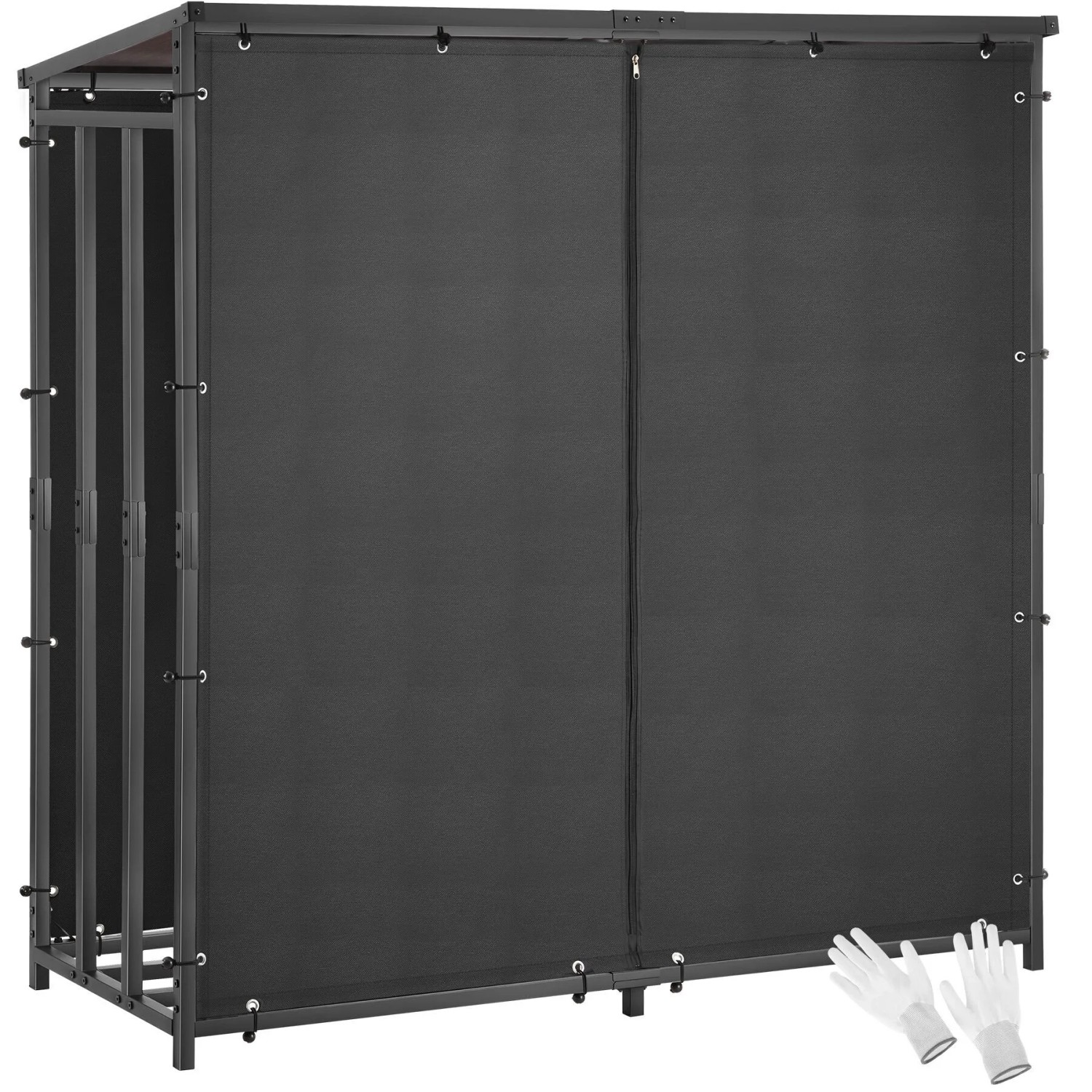Tectake Kaminholzregal Casa Wetterfest und Uv Beständig  Wasserdichtes Schrägdach Schutzabdeckung Mit Reißverschluss Vorne und Hinten Keine Angabe 80