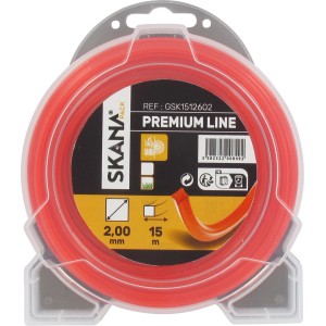 Skana Premium Mähfaden, 4-Kant, 2 mm x 15 m, rot, für Rasentrimmer & Sensen.