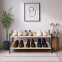 Relaxdays Schuhregal aus Bambus mit 2 Ebenen in Natur und Schwarz. Schuhschrank für bis zu 6 Paar Schuhe.
