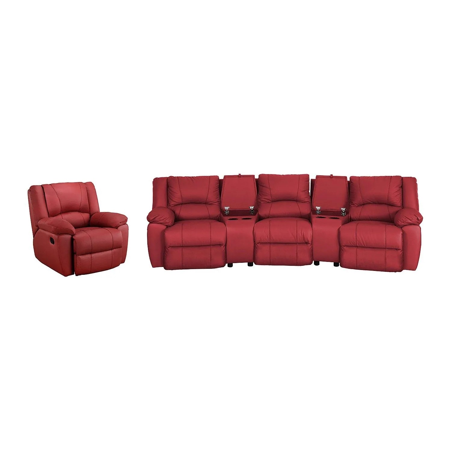 Vente-unique Couchgarnitur Mit Sessel Aroma Rot 308 cm  102 cm
