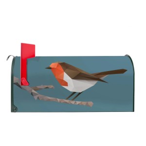 Grüner Banjado US Briefkasten mit Vogel Motiv, Stahl pulverbeschichtet.