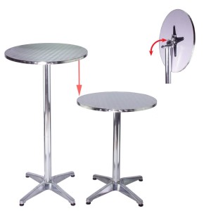 Höhenverstellbarer TRUTZHOLM Stehtisch 2in1 aus Aluminium, Ø 60cm, als Bistro- oder Stehtisch nutzbar.