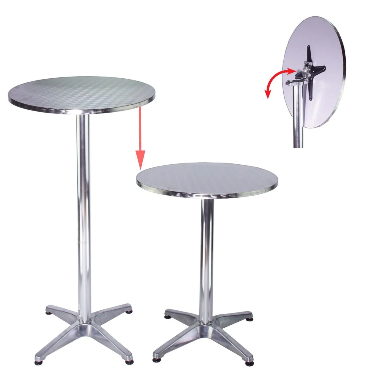 TRUTZHOLM Stehtisch 2in1 Höhenverstellbar 70 bis 115cm Durchmesser 60cm Aluminium