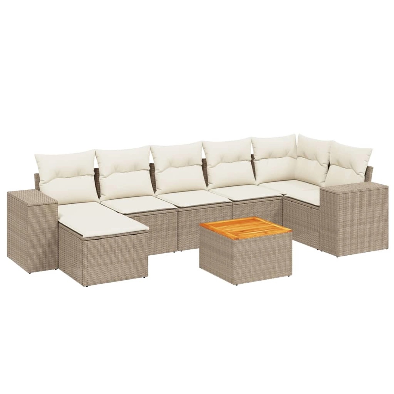 vidaXL 8-Tlg Garten-Sofagarnitur mit Kissen Beige Poly Rattan 3257885