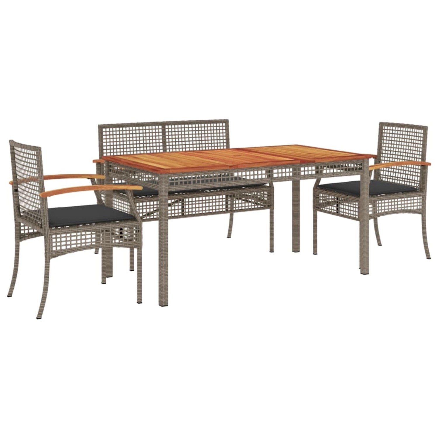 vidaXL 5-Tlg Garten-Essgruppe mit Kissen Grau Poly Rattan 3213577 günstig online kaufen