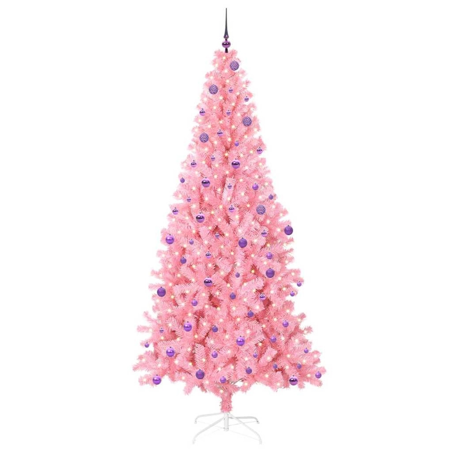 vidaXL Weihnachtsbaum mit 300 LEDs mit Ständer Rosa 240 cm PVC 3396453