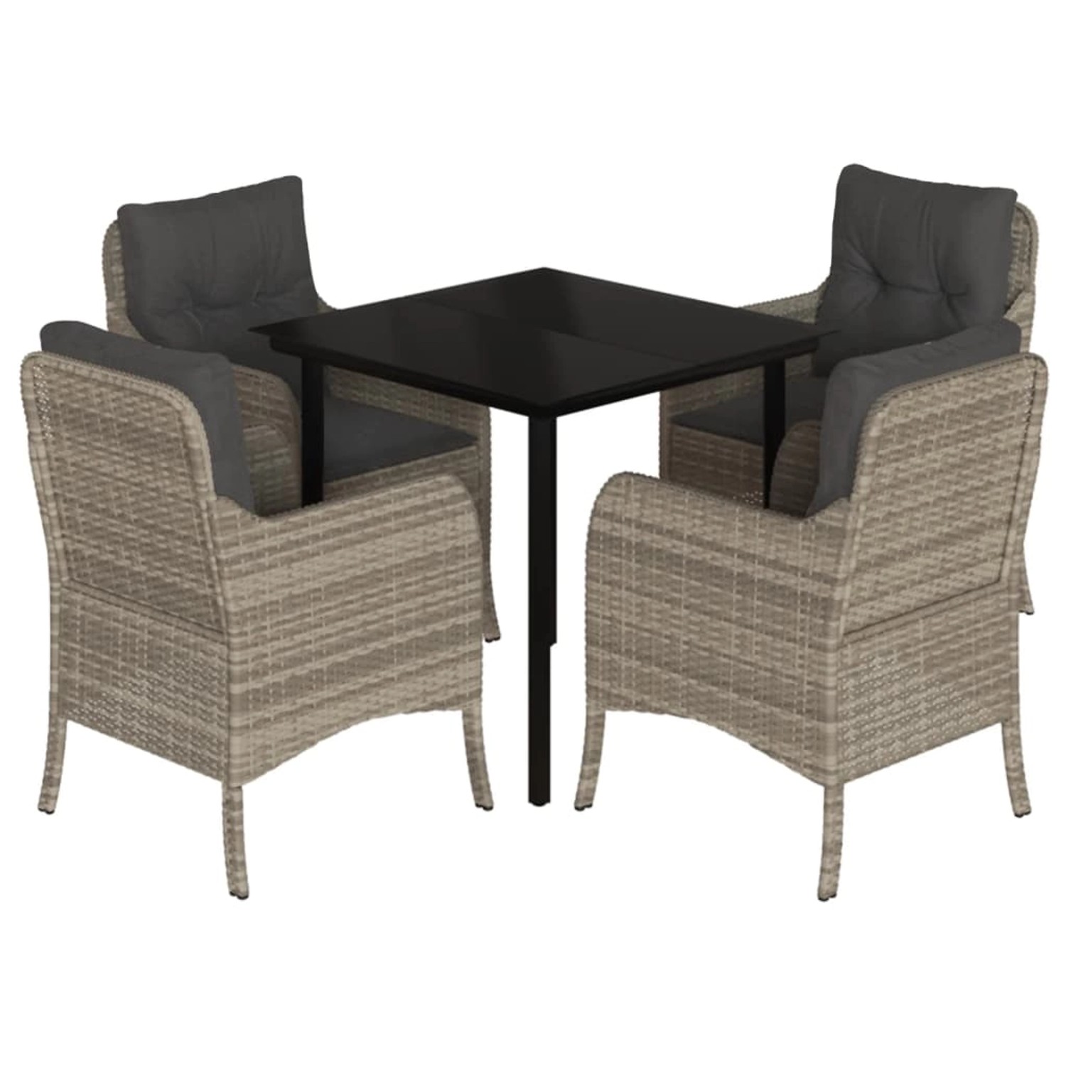 vidaXL 5-Tlg Garten-Essgruppe mit Kissen Hellgrau Poly Rattan 3211998 günstig online kaufen