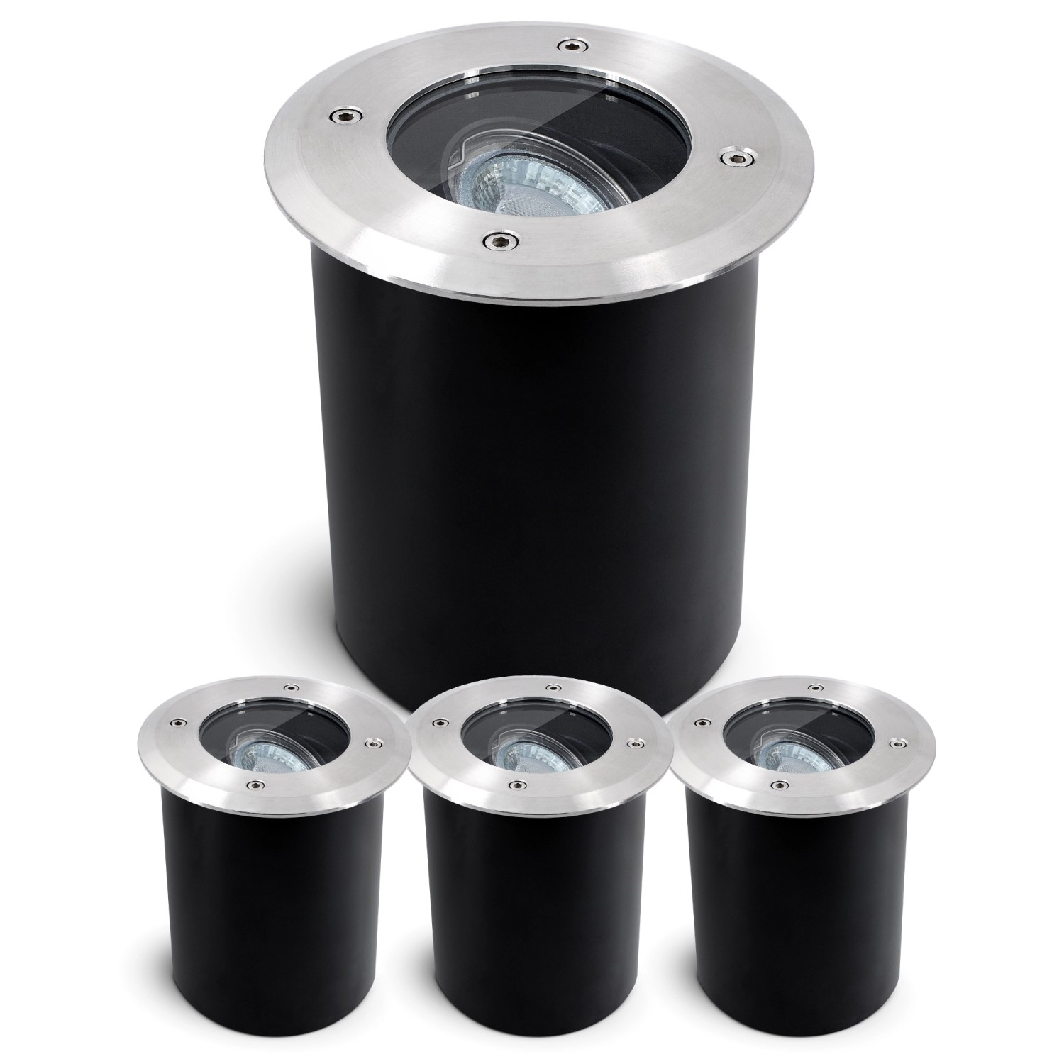 SSC-LUXon 4er Set Juavi Bodeneinbaustrahler Schwenkbar Rund IP67 für GU10 F günstig online kaufen