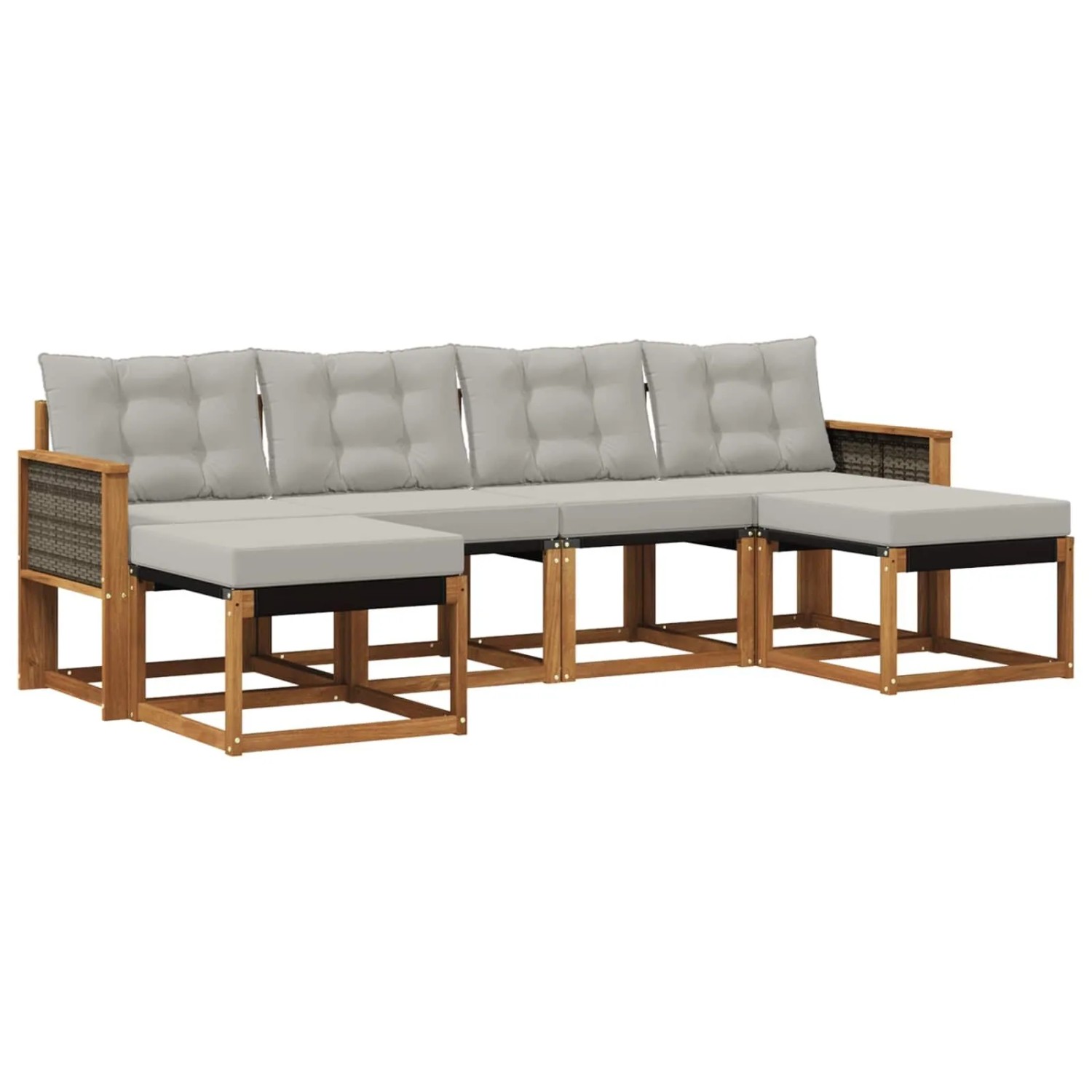 vidaXL Outdoor-Sofagarnitur mit Kissen 6 Stk Natur und Hellgrau 3382123