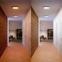 Philips Hue Aurelle LED-Panel, schwarz, 30x30 cm, mit warmweißem und kaltweißem Licht im Flur.