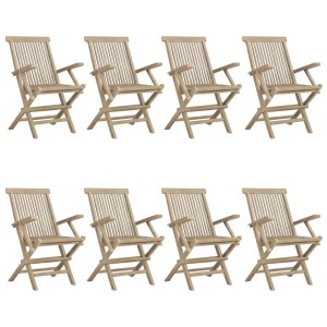 vidaXL Gartenstühle 8 Stk Klappbar Grau 56x61x89 cm Massivholz Teak 3155072