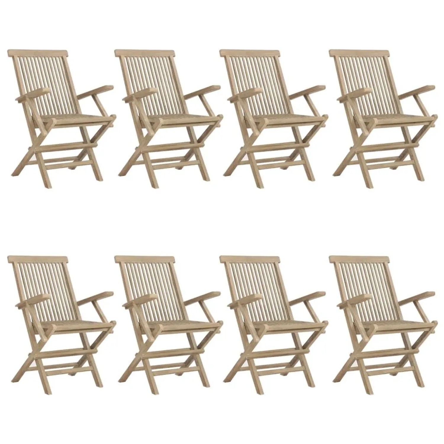 vidaXL Gartenstühle 8 Stk Klappbar Grau 56x61x89 cm Massivholz Teak 3155072