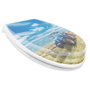 Banjado Familien WC-Sitz mit Traktor Motiv. Klodeckel mit Absenkautomatik und integriertem Kindersitz.