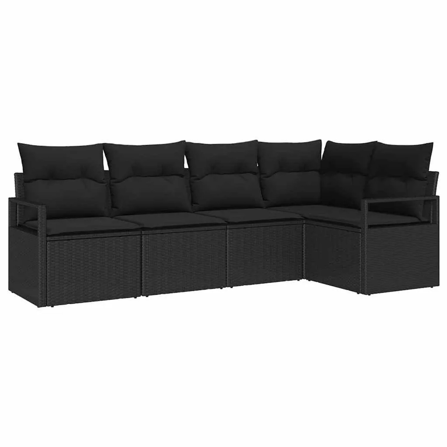 vidaXL Sofa Set mit Kissen mit Speicher 5-Tlg Schwarz Poly-Rattan 3355052 günstig online kaufen