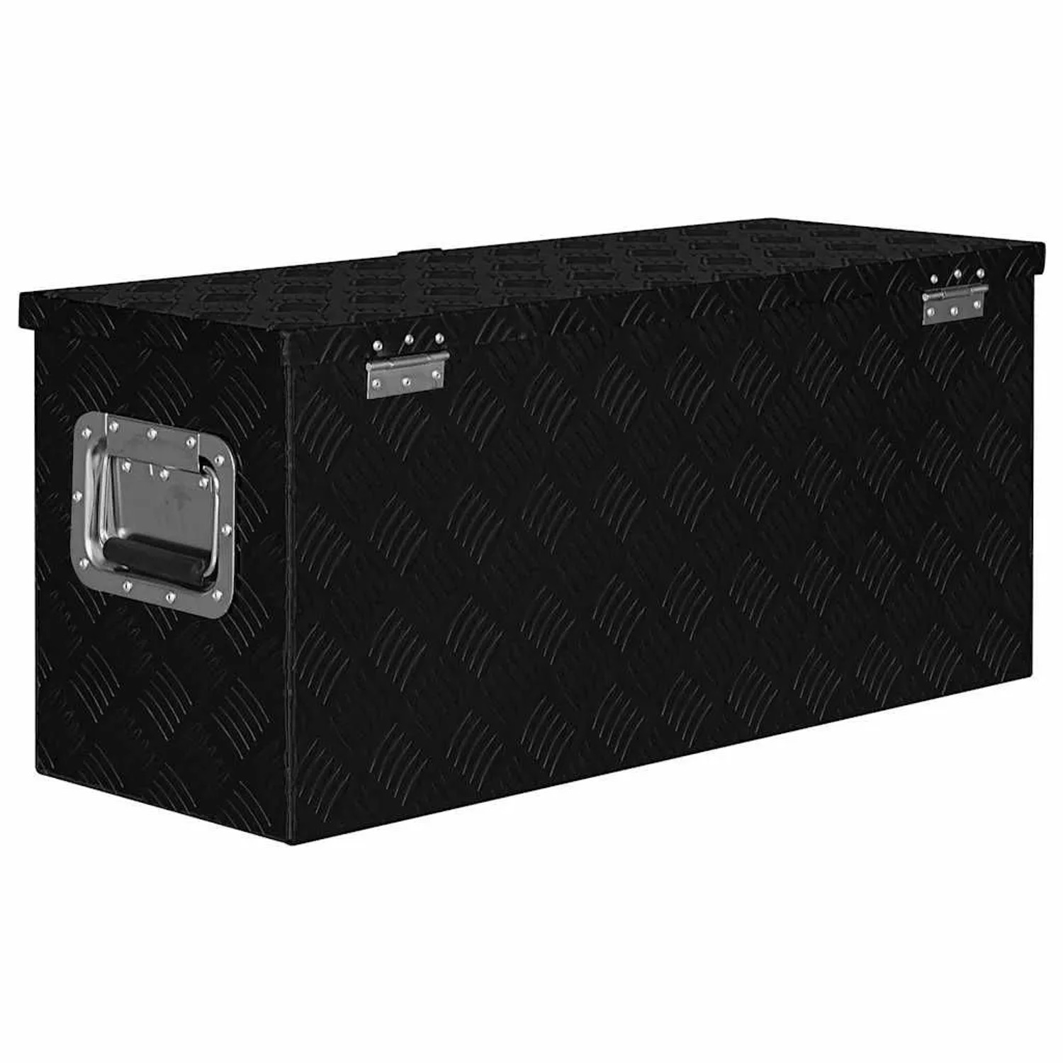 DELUKE Aluminiumbox Mit Deckel Abschließbar Alubox Deichselbox Alu Anhängerbox Werkzeugkiste Transportbox Metallkiste 80x30x35cm Schwarz_4
