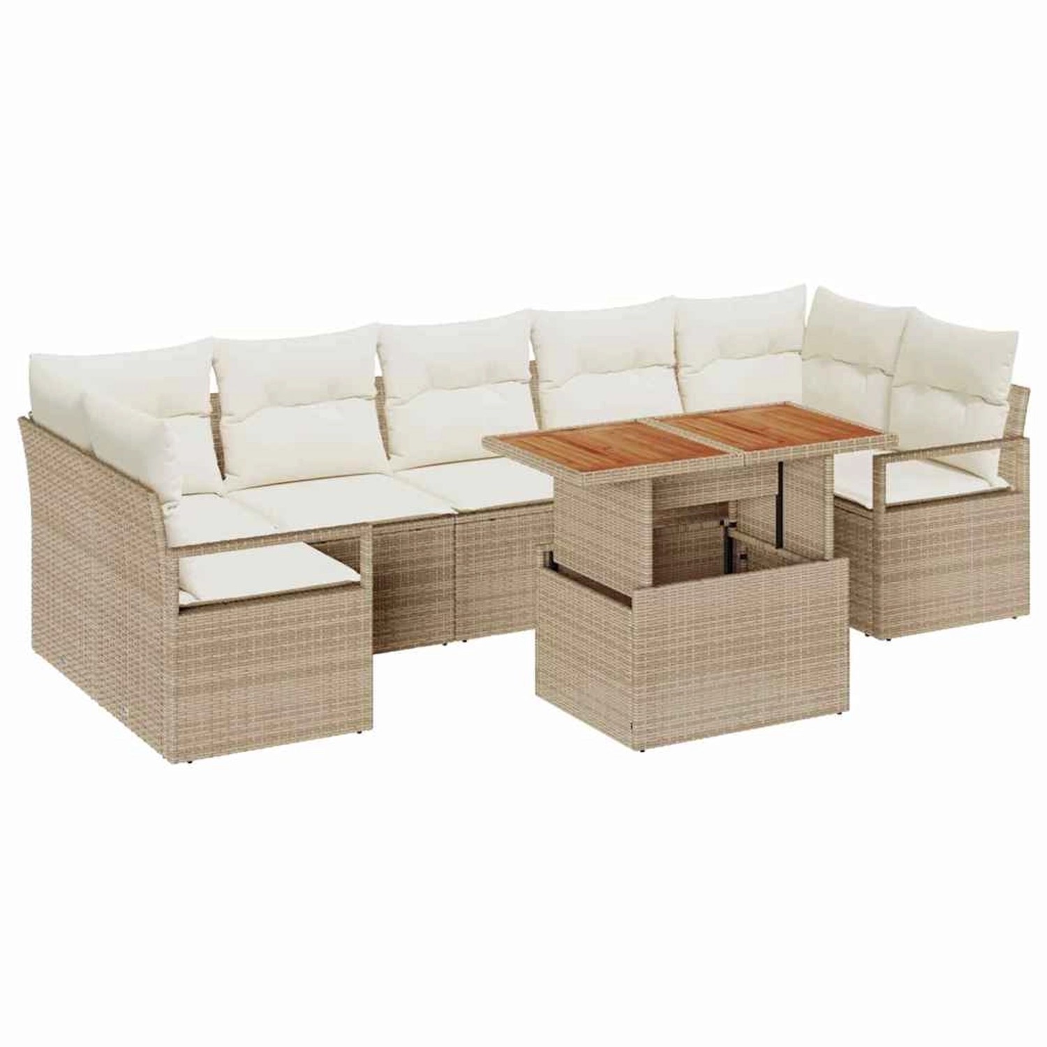 vidaXL Garten-Sofa-Set mit Speicher 8-Tlg Beige Poly Rattan 3358416 günstig online kaufen