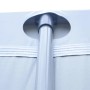 Detailaufnahme Stahlrahmenpool: Graue Poolfolie mit Stahlrohr-Verbindung.